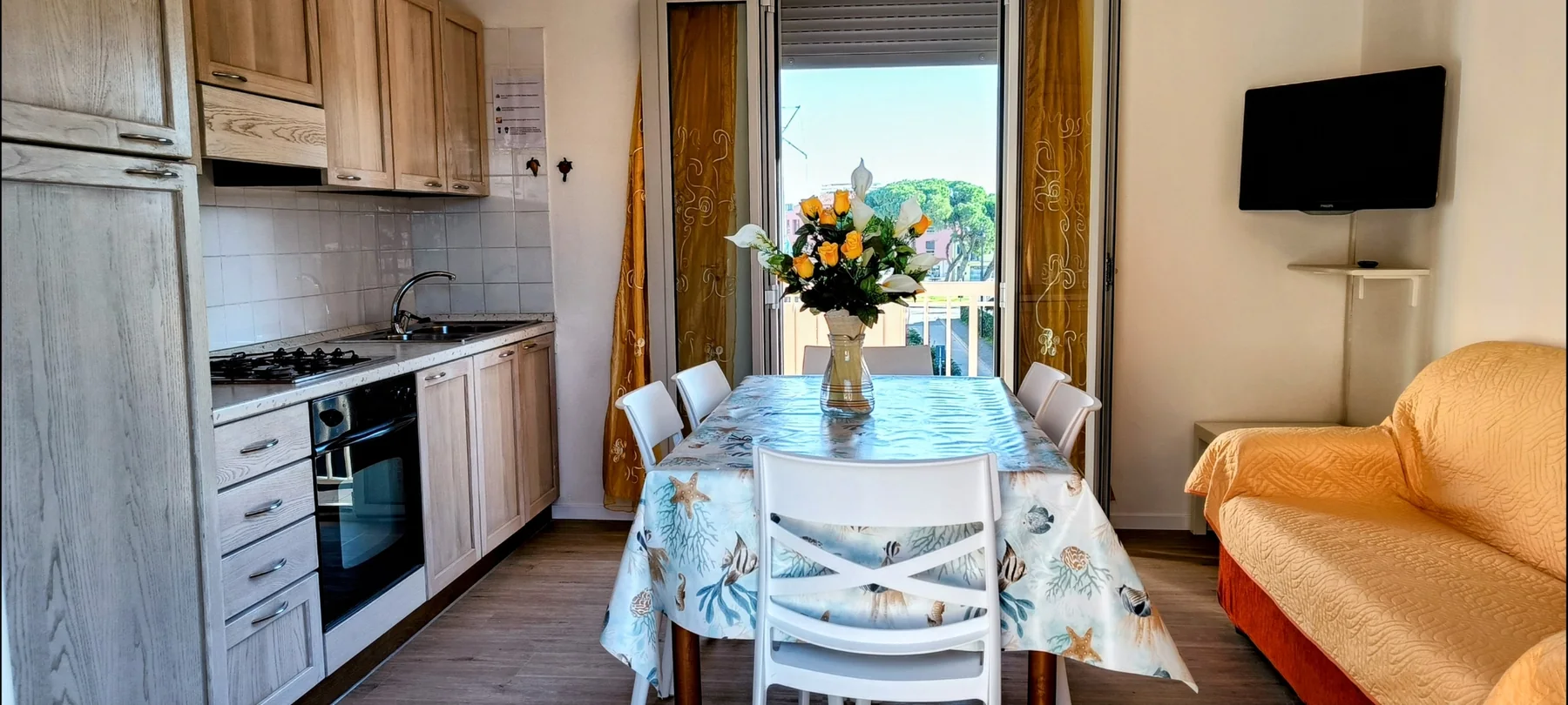 Cucina e zona pranzo dell’Appartamento 4